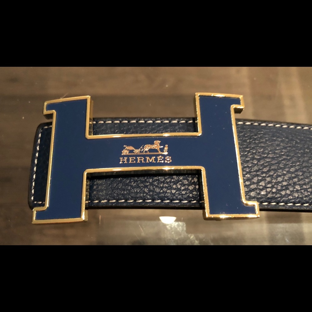 Hermès Reversible Blue/Black Leather Belt